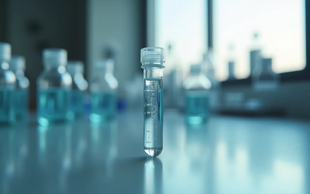 A dilute peptide solution losing material to the wall of a tube, with the two binding mechanisms labelled