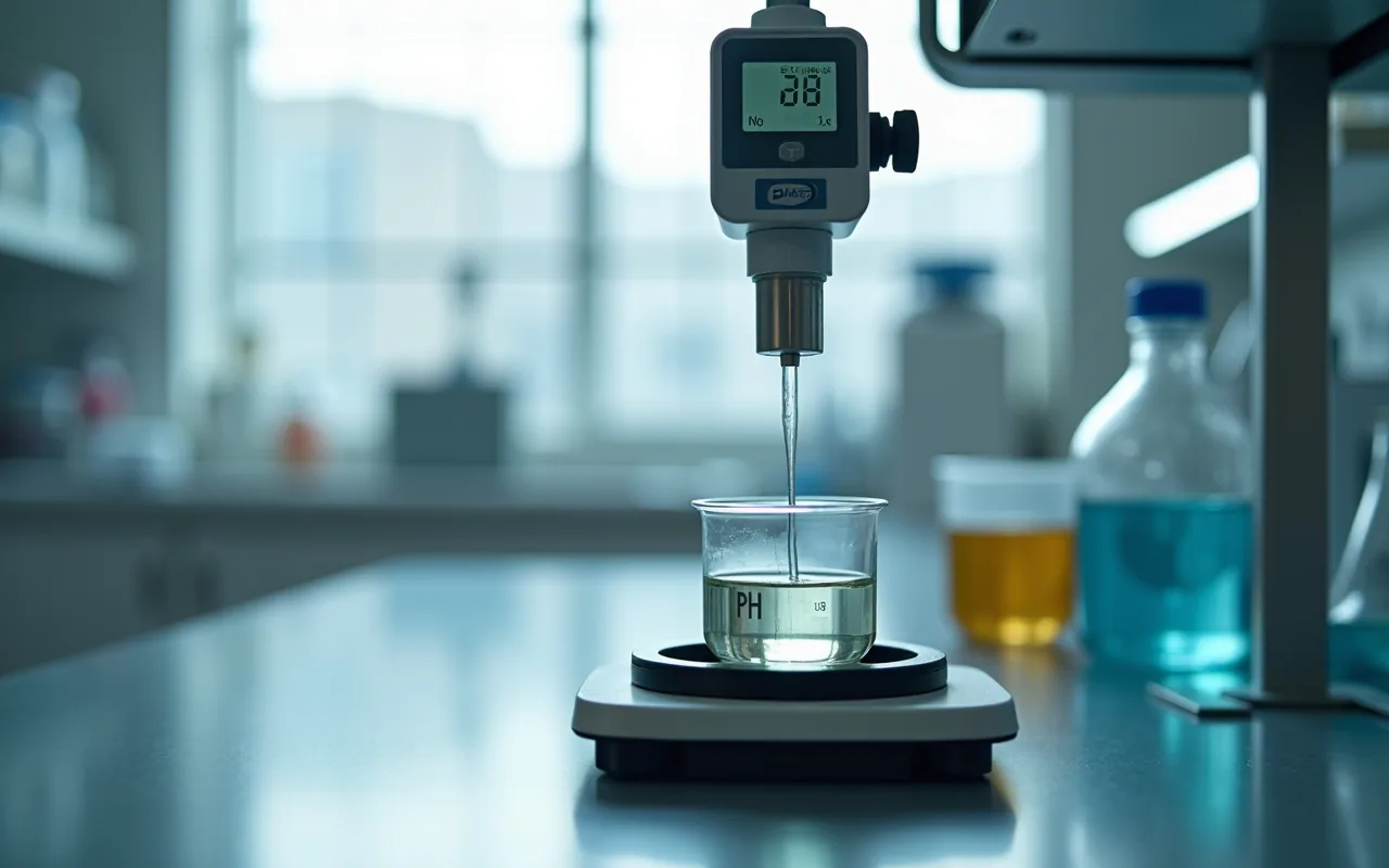 A solubility curve with its minimum at the isoelectric point, beside a table of common peptide buffers