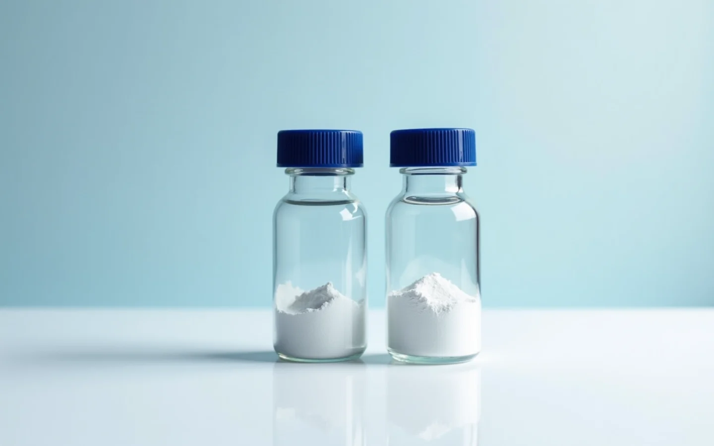 Two glass vials of different heights standing together
