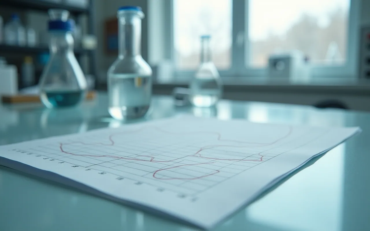 A sealed lyophilized vial beside two overlaid receptor-binding curves on paper