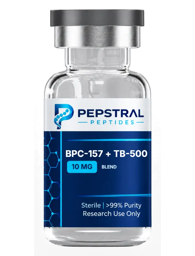 BPC-157 + TB-500 10 mg blend research peptide vial with lot BPCTB20-0803 label