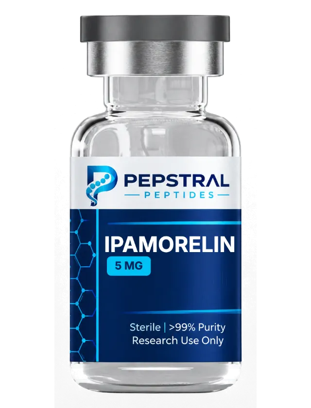 Ipamorelin 5 mg research peptide vial with lot IPA5-0803 label