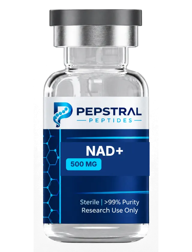 NAD+ 500 mg research peptide vial with lot ND-2608-B label