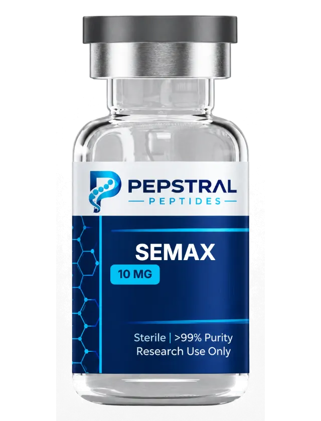 Semax 10 mg research peptide vial with lot SEMX10-0803 label
