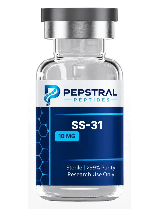 SS-31 10 mg research peptide vial with lot SS31-10-0803 label