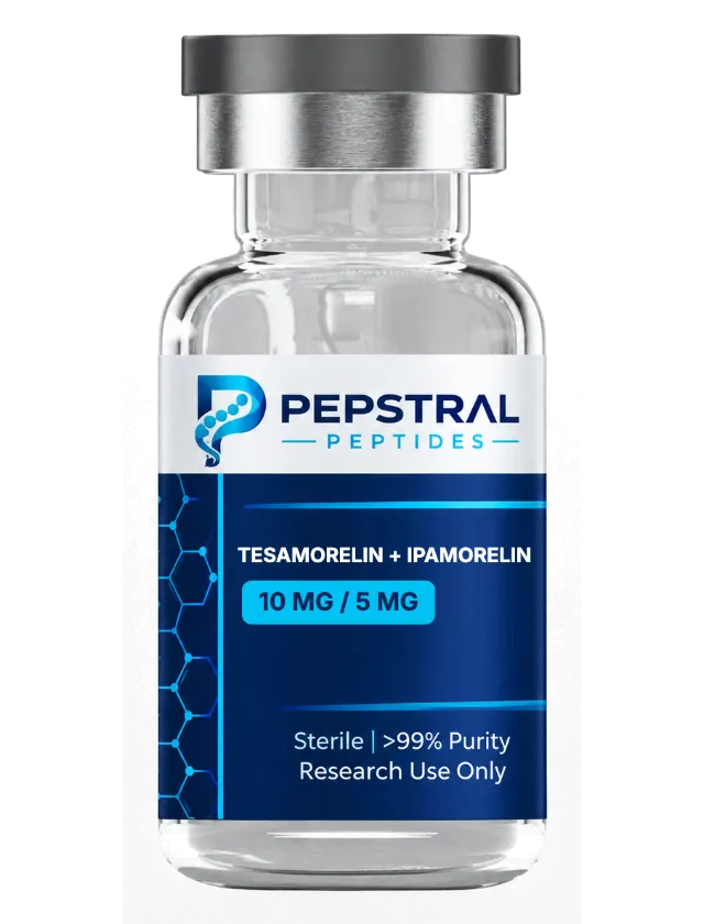 PEP-TSM-G + Ipamorelin 10 mg / 5 mg research peptide vial with lot TESIPA-0803 label