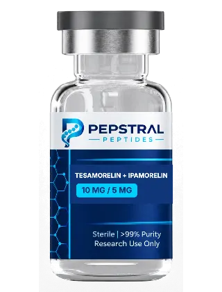 Tesamorelin + Ipamorelin 10 mg / 5 mg research peptide vial