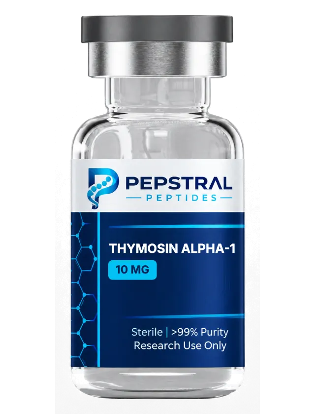 Thymosin Alpha-1 10 mg research peptide vial with lot TA110-0803 label